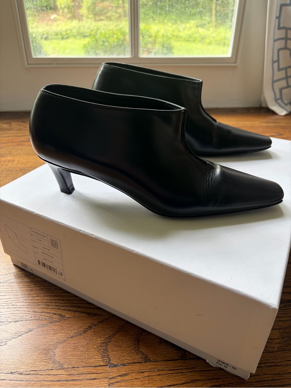 Toteme Black Leather Pointed Ankle Booties